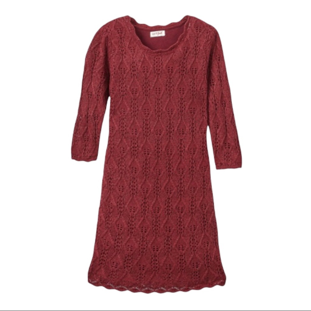 Cat & Jack 3/4 Sleeve Shine Crochet Sweater Dress